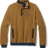 Patagonia Men's Shearling Fleece Button Pullover - Bear Brown & New Navy 2 Patagonia Men's Shearling Fleece Button Pullover - Bear Brown & New Navy