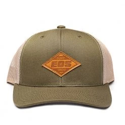 Eos Surf Shop Leather Patch Snapback - Green/tan