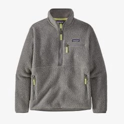 Patagonia Women's Retro Pile Fleece Marsupial - Salt Grey W/Jellyfish Yellow