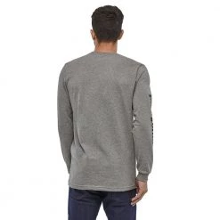 Patagonia Men's Long-Sleeved Text Logo Cotton/Poly Responsibili-Tee® - Gray