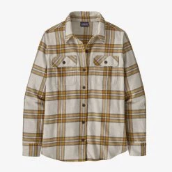 Patagonia Women's Long-Sleeved Organic Cotton Midweight Fjord Flannel Shirt - Tundra: Birch White