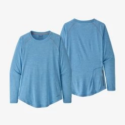 Patagonia Women's Tropic Comfort Crew - Lago Blue - Fin Blue X-Dye Tops