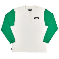 Tees Creature Dealer L/S Henley Top White/Green