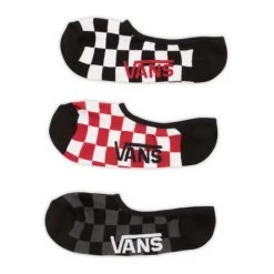 Vans Copy Of CLASSIC SUPER NO SHOW SOCKS 3 PACK - Red & White Checkerboard Accessories