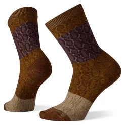 Smartwool Accessories Women's Everyday Color Block Cable Crew Socks - Acorn - Bordeaux Marl