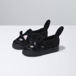 Vans All Footwear Toddler Cat Slip On V - Black & True White