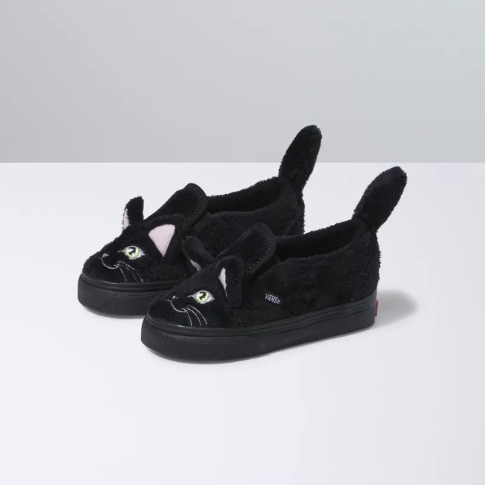 Vans All Footwear Toddler Cat Slip On V - Black & True White 3 Vans All Footwear Toddler Cat Slip On V - Black & True White