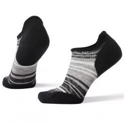 Smartwool Accessories Women's Run Targeted Cushion Striped Low Ankle Socks - Black & Light Grey