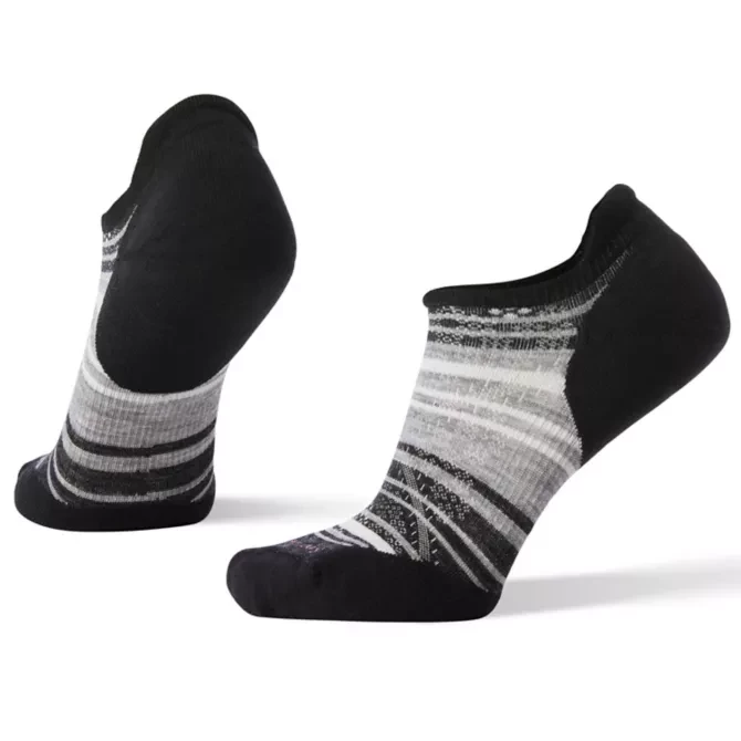 Smartwool Accessories Women's Run Targeted Cushion Striped Low Ankle Socks - Black & Light Grey 3 Smartwool Accessories Women's Run Targeted Cushion Striped Low Ankle Socks - Black & Light Grey
