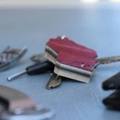 MD Custom Woodworks Wisconsin Recycled Skateboard Keychain