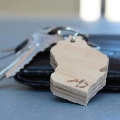 MD Custom Woodworks Wisconsin Recycled Skateboard Keychain