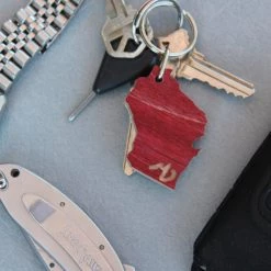MD Custom Woodworks Wisconsin Recycled Skateboard Keychain