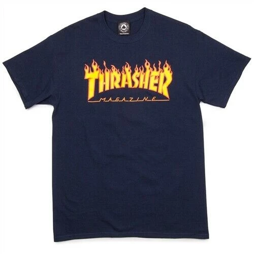 Men's Thrasher Flame Tee - Navy 3 Men's Thrasher Flame Tee - Navy